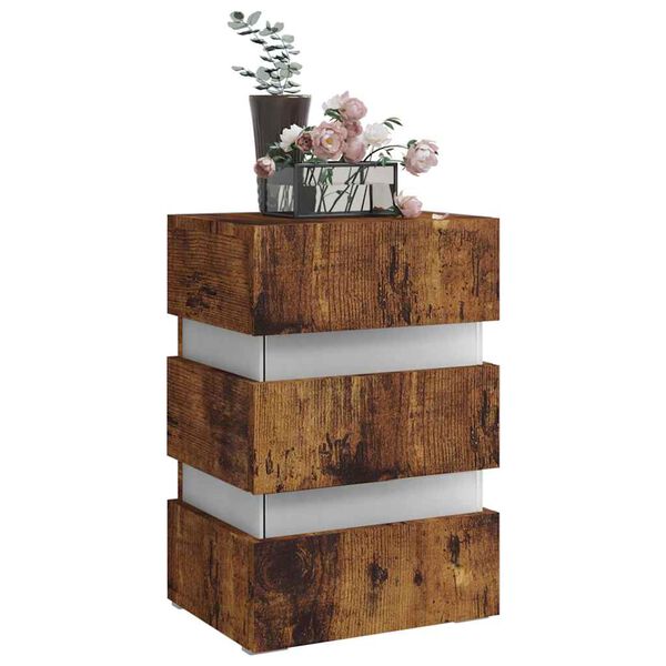 vidaXL Comodino con LED Rovere Fumo 45x35x67 cm in Legno Multistrato