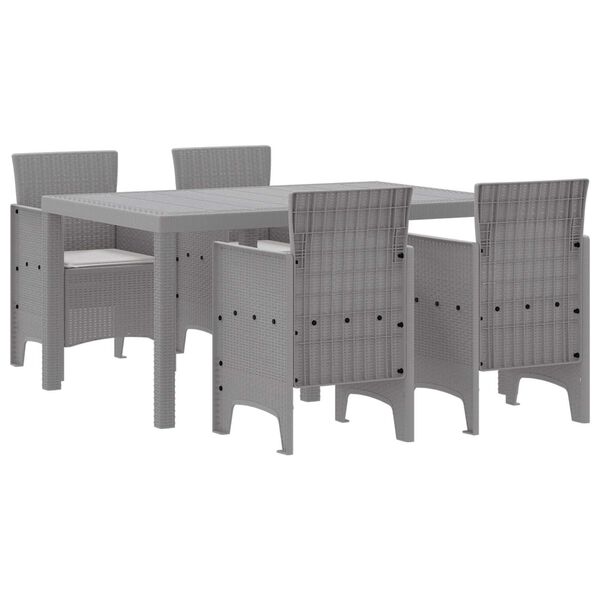 vidaXL Set da Pranzo per Giardino 5 pcs Grigio chiaro Rattan Polt