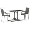 vidaXL Set Mobili da Pranzo per Giardino 3 pz Grigio