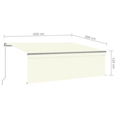 vidaXL Tenda da Sole Retrattile con Parasole e LED 4,5x3 m Crema