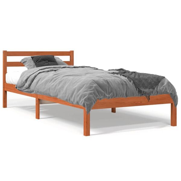 vidaXL Letto senza Materasso Marrone Cera 90x200 cm Legno di Pino