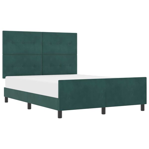 vidaXL Letto a molle con testiera Verde Scuro 140 x 190 cm Velluto
