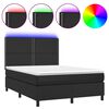 vidaXL Giroletto a Molle con Materasso e LED Nero 140x190cm Similpelle