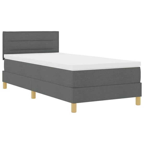 vidaXL Letto a molle con materasso Grigio scuro 80 x 200 cm Tessuto