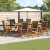 vidaXL Set Pranzo da Giardino 9pz Legno Massello di Acacia e Textilene