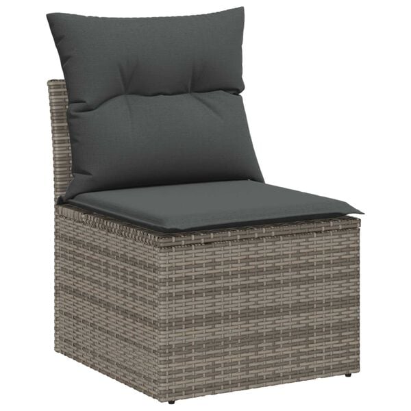 vidaXL Set Divano da Giardino con cuscino 6 pcs Grigio Poly Rattan