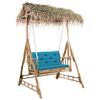 vidaXL Dondolo da Giardino 2 Posti Cuscini Foglie di Palma 202cm Bamb&ugrave;