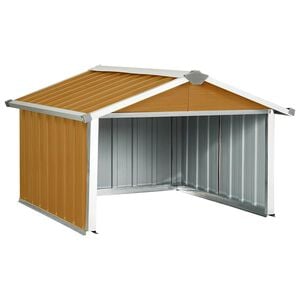 vidaXL Capanno per Robot Tosaerba 92x97x63 cm Acciaio Zincato Marrone