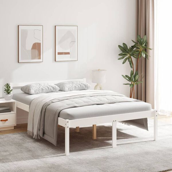 vidaXL Letto per Anziani Bianco 140x190 cm in Legno Massello di Pino
