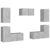 vidaXL Set di Mobili Porta TV 7 pz Grigio Cemento in Legno Multistrato