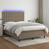 vidaXL Letto a Molle con Materasso e LED Tortora 140x190 cm in Tessuto