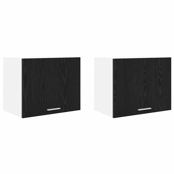 vidaXL Armadio pensile 2 pcs Rovere Nero e Bianco 50 x 31 x 40 cm