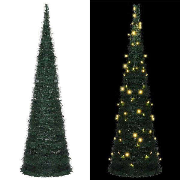 vidaXL Albero di Natale Artificiale Apribile Preilluminato Verde 210cm
