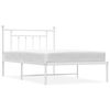 vidaXL Giroletto con Testiera Metallo Bianco 100x200 cm