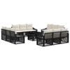 vidaXL Set Divano da Giardino 13 pz Nero e Bianco Crema polyrattan