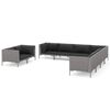 vidaXL Set Divani da Giardino 9 pz con Cuscini Polyrattan Grigio Scuro