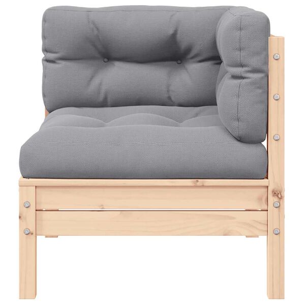 vidaXL Set Divani da Giardino 3 pz con Cuscini Grigi Massello di Pino