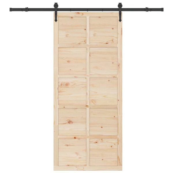 vidaXL Porta scorrevole Marrone 100 x 208 cm Pino massello