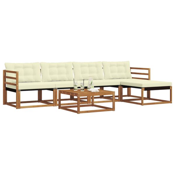 vidaXL Set di divani da esterno con cuscino 6 pcs Naturale e Crema