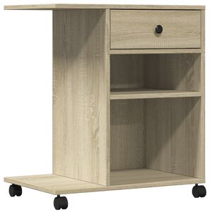 vidaXL Supporto per Stampante con Ruote Rovere Sonoma 60x40x68,5 cm