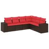 vidaXL Set Divani da Giardino 6 pz con Cuscini Marrone in Polyrattan