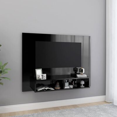 vidaXL Mobile TV a Muro Nero Lucido 120x23,5x90 cm Legno Multistrato