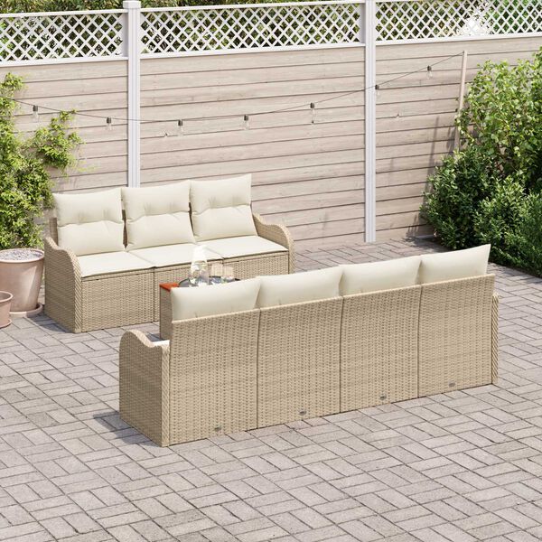 vidaXL Set Divano da Giardino 8 pcs Beige e Crema polyrattan