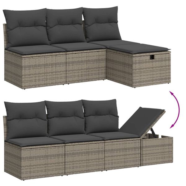 vidaXL Set Divano da Giardino 9 pz con Cuscini Grigio in Polyrattan