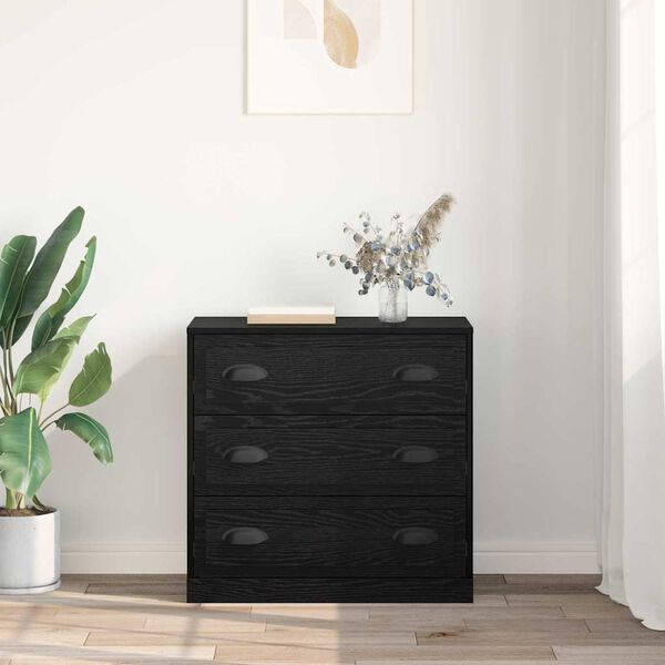 vidaXL Credenza Rovere Nero 70 x 35,5 x 67,5 cm Legno multistrato