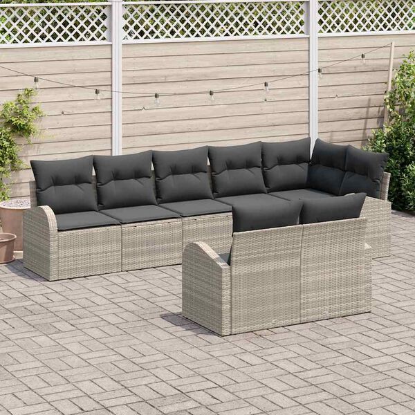 vidaXL Set Divano da Giardino 8 pcs Grigio chiaro polyrattan