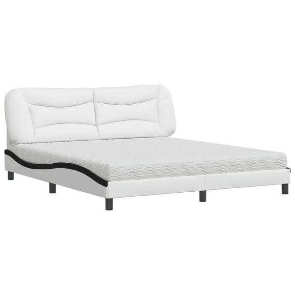 vidaXL Letto con Materasso Hvar Bianco e Nero 180x200cm Similpelle