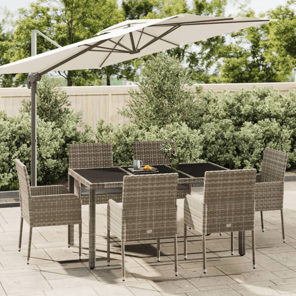 vidaXL Set da Pranzo da Giardino 7 pz con Cuscini in Polyrattan Grigio