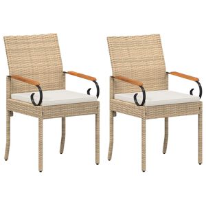 vidaXL Sedie da giardino con cuscino 2 pcs Beige e Bianco Crema