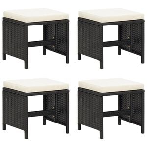 vidaXL Sgabelli da Giardino 4 pz con Cuscini in Polyrattan Nero