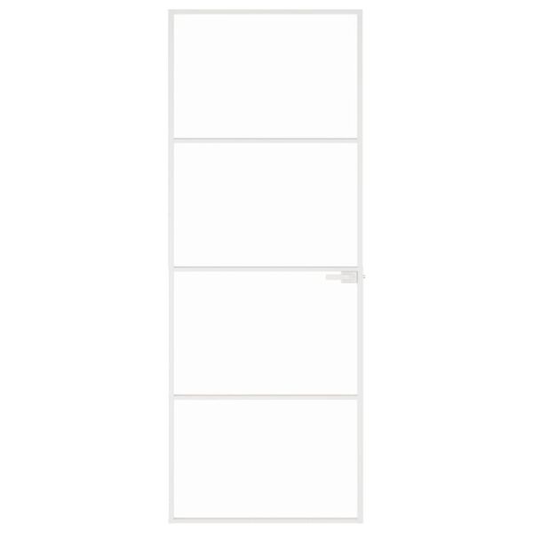 vidaXL Porta Interna Bianca 76x201,5 cm Vetro Temperato Alluminio Slim