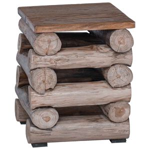 vidaXL Pouf Naturale 30 x 30 x 38 cm Legno di teak solido