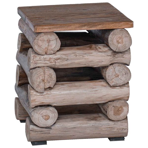 vidaXL Pouf Naturale 30 x 30 x 38 cm Legno di teak solido