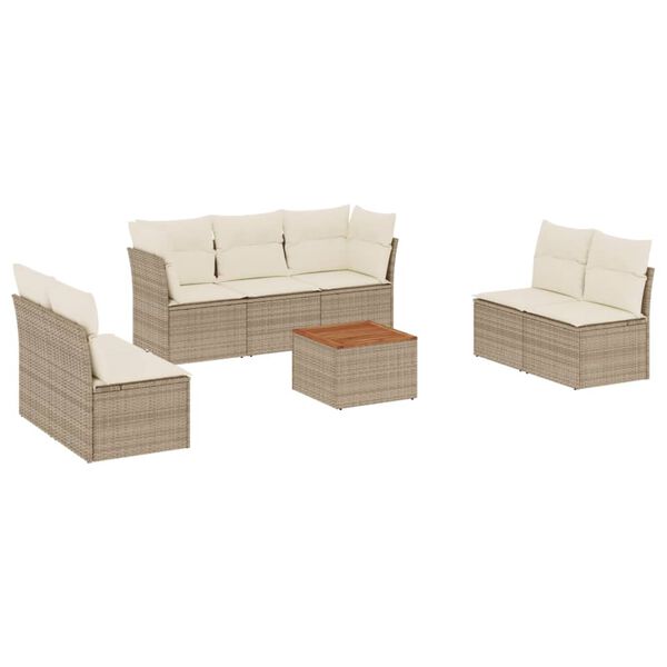 vidaXL Set Divano da Giardino 8 pz con Cuscini Beige in Polyrattan