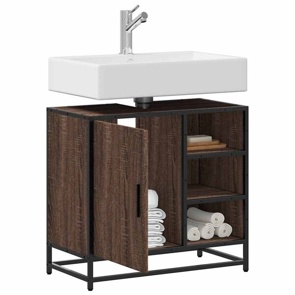 vidaXL Mobile Lavabo Bagno Rovere Marrone 65x33x60cm Legno Multistrato