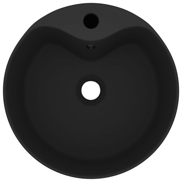 vidaXL Lavandino con Troppopieno Nero Opaco 36x13 cm in Ceramica