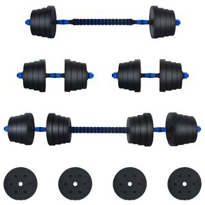 vidaXL Set di Manubri 2-in-1 40kg Nero e Blu Cemento e sabbia di ferro