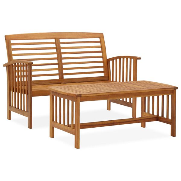 vidaXL Set Divani da Giardino 2 pz in Legno Massello di Acacia