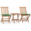 vidaXL Set da Pranzo Giardino Pieghevole 3 pz Cuscino Massello di Teak