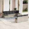 vidaXL Set Divano Giardino 10 pz con Cuscini Grigio Chiaro Polyrattan