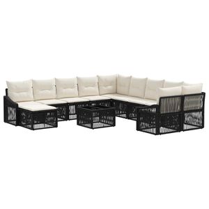 vidaXL Set Divano da Giardino 12 pz Nero polyrattan