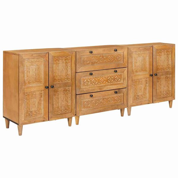 vidaXL Credenza 3 pcs Marrone 60 x 33 x 75 cm legno massello di mango