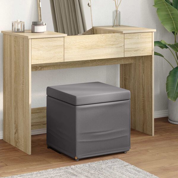 vidaXL Pouf Grigio Pelle Sintetica e Legno Ingegnerizzato