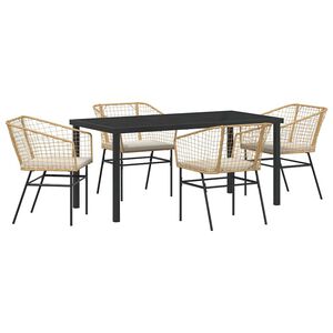 vidaXL Set da Pranzo per Giardino 5 pcs Marrone polyrattan