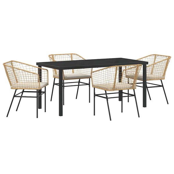 vidaXL Set da Pranzo per Giardino 5 pcs Marrone polyrattan