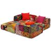vidaXL Pouf Modulare a 3 Posti in Tessuto Patchwork